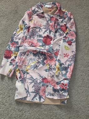 Solitaire Pink Floral Trench Coat